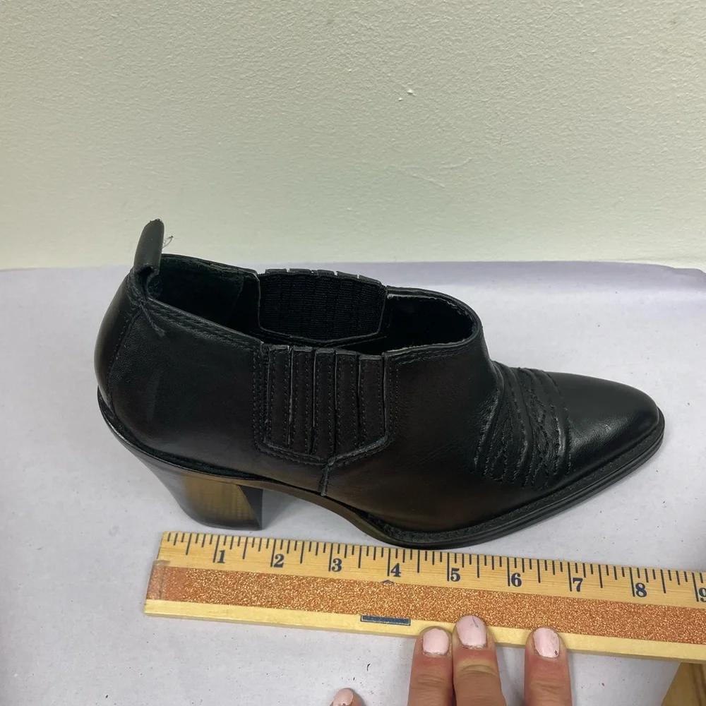 Zodiac Western Heeled Ankle Booties 6 Black Chelsea Slip-On Pointed Chunky 90s